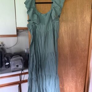 ARULA Sage Green Ruffle Maxi Dress